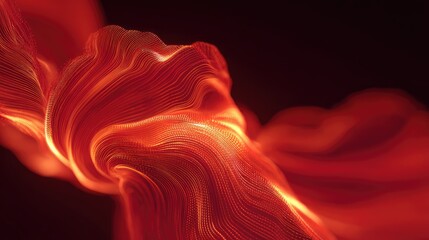 Abstract red flowing wave pattern presenting digital energy
