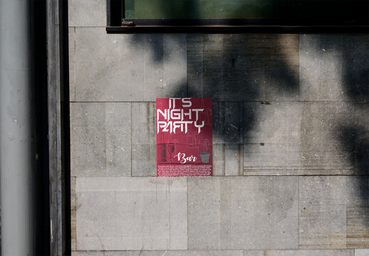 A4 poster Mockup on Textured Stone Wall in sunny Barcelona