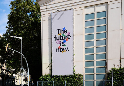 Empty wallscape Billboard Mockup on Urban Building