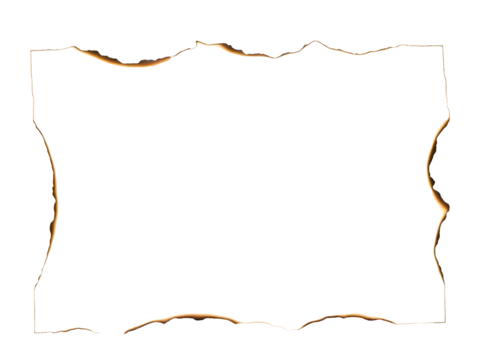Burnt paper border isolated on transparent background