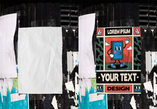 Blank Poster Guerrilla Mockup on Urban Wall in Dublin
