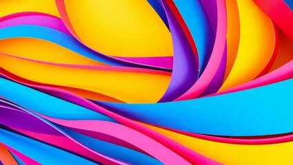 Vibrant abstract swirls of colorful ribbons in a dynamic composition