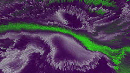 Abstract 3d digital art with purple and green swirling forms