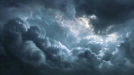 Dramatic blue clouds swirl with stormy texture, creating a dark, ominous sky. Use for backgrounds, posters, or theatrical designs.