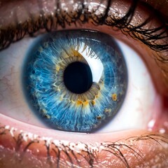 Close-up of a blue human iris with fine details