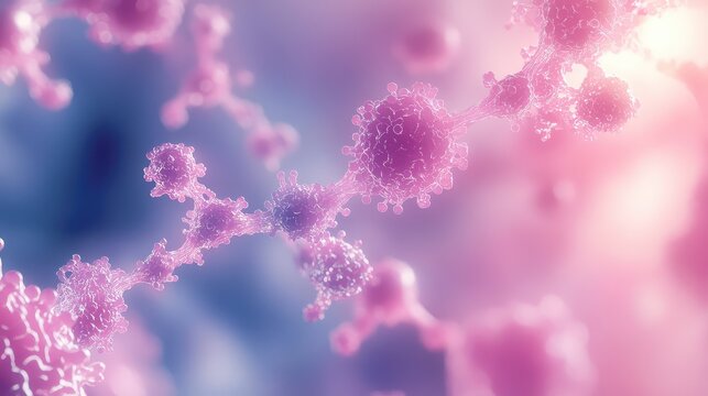 Virus particles multiplying and mutating with microscopic view - Powered by Adobe