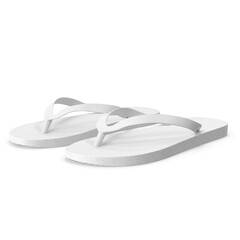 White rubber flip flops placed cleanly on transparent background