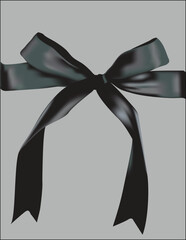 Black Ribbon Bow on grey Background illustration