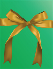 Gold Ribbon Bow on green Background illustration