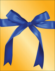 Blue Ribbon Bow on Golden Background illustration