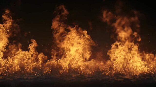 hot flames of fire on a black background