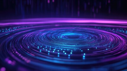 Digital data network swirling light trails background
