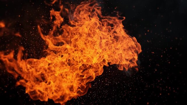hot flames of fire on a black background