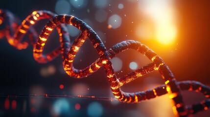 Glowing dna helix visualizing genetics and scientific research