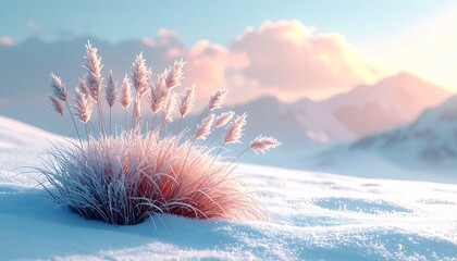 Winter sunrise frosted grass landscape high resolution photo