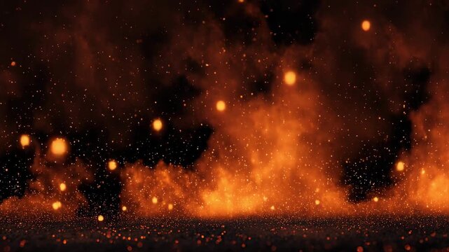 hot flames of fire on a black background