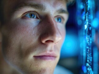 Researchers observe reflections on augmented reality screen during experiment capturing details in a lab setting