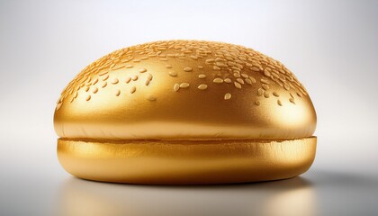 Golden Perfect Plain Burger Bun In Perspective On A Clear Background