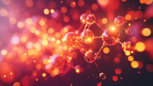 Science technology molecule structure with glowing atoms