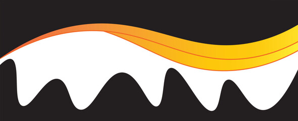 Vector black line orange background curve element with white space for text and message design, overlapping layers, vector