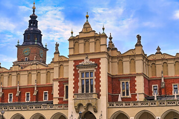 Krakow cloth hall called Sukiennice at Rynek Glowny, the central market square in Krakow.