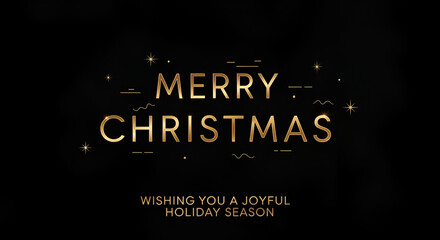 3d icon of elegant merry christmas greeting card with golden text on a black background for holiday season