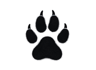 Black paw print isolated on transparent background