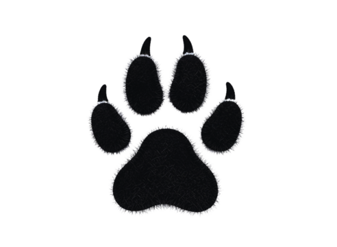 Black paw print isolated on transparent background - Powered by Adobe