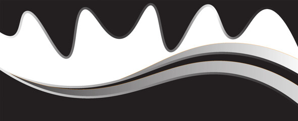 Vector black line orange background curve element with white space for text and message design, overlapping layers, vector