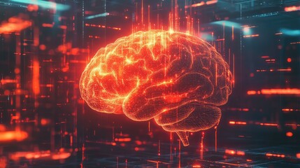 Digital brain processing artificial intelligence data technology concept