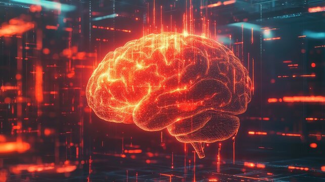 Digital brain processing artificial intelligence data technology concept