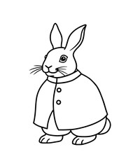Elegant Rabbit Gentleman A Whimsical Black and White Illustration of a Dapper Bunny in a Formal Jacket