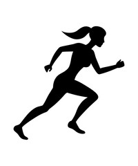 Silhouette of a Woman Running Dynamic and Energetic Movement Capturing the Essence of Fitness and Athleticism in Bold Black and White
