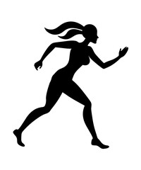 Silhouette of a Woman Running with Determination A Symbol of Fitness Strength and Healthy Living 