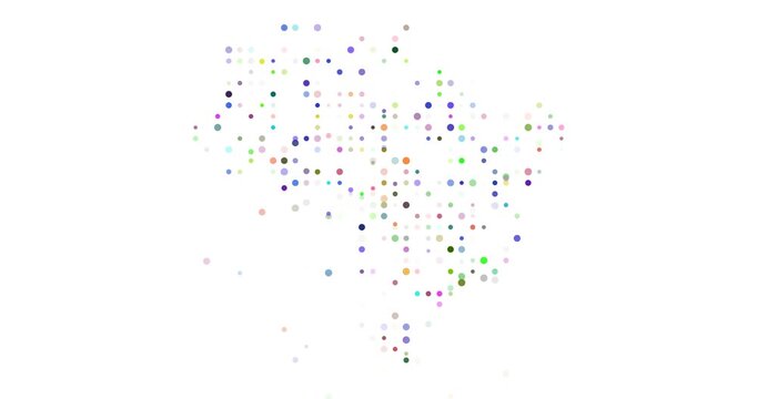 Emerging Brazilian Map Silhouette from Flying Circles in Generative Art