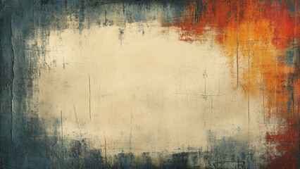 The texture of the old brown plaster with colorful border. Construction vintage background.