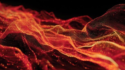 Abstract flowing data connecting particles representing big data