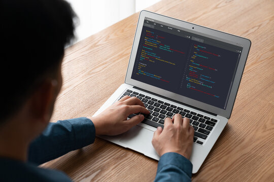 Software development programming on computer screen for modish application and program coding - Powered by Adobe