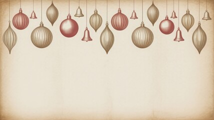 Minimalist festive illustration with hanging decor and soft gradient &mdash; cozy winter stationery visual.