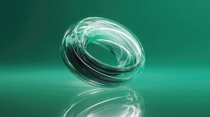 Abstract glass rings forming futuristic modern shape