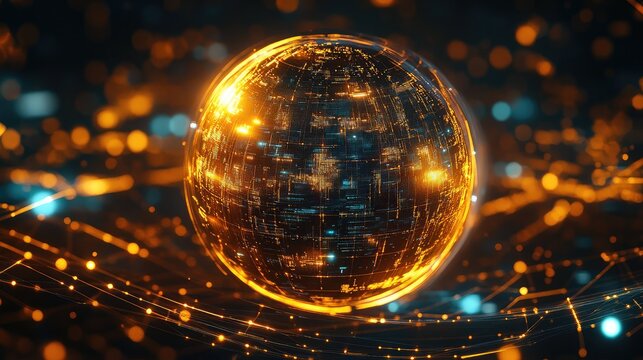 Digital globe displaying global network data connection