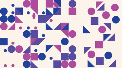 Abstract geometric seamless pattern with circles squares and triangles design