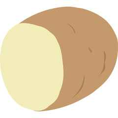 Whole Potato Cut In Half Showing Creamy Yellow Inside with Brown Textured Skin Against a Clean White Background Isolated Object Healthy Food Ingredient