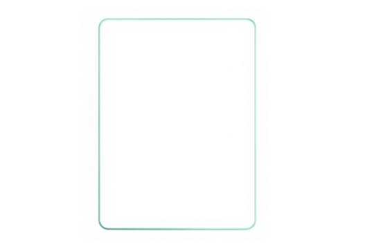 Glowing neon light rectangle frame for smartphone screen mockup, green rounded border outline on transparent background