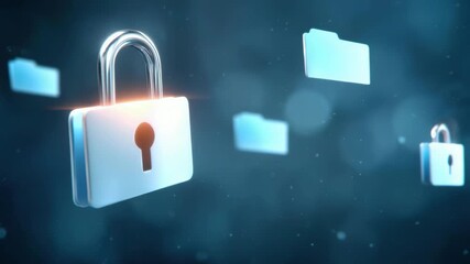 Data security padlock and folder file protection for protected digital data and privacy files - Powered by Adobe