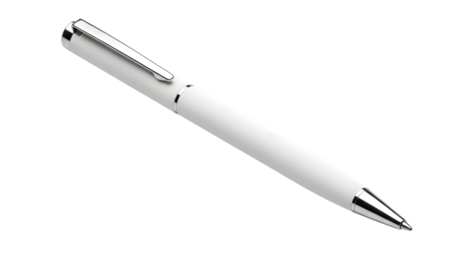 Sleek white ballpoint pen, an essential modern writing instrument