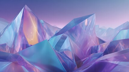 Abstract crystalline mountains creating a colorful fantasy landscape