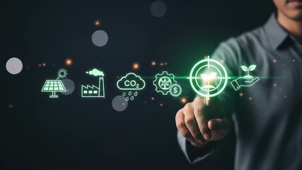 Sustainable Business Growth with Eco-Friendly Practices and Green Technology Icons