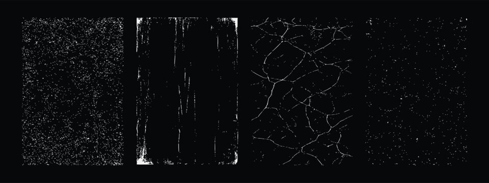 Worn & Torn Paper Overlay Texture Set – Vintage Grainy Stamps & A4 Frames for Journaling, Scrapbooks, Album Art & Retro Branding — Vector Illustration