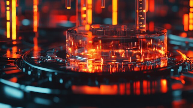 Data flowing into a futuristic central processing unit